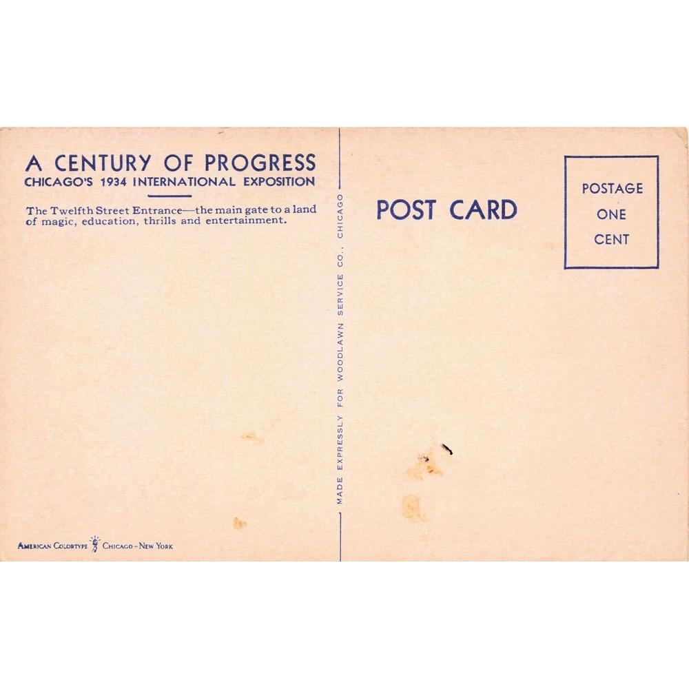 1934 Century of Progress Chicago Worlds Fair Vintage Travel Postcard - Picture 2 of 2